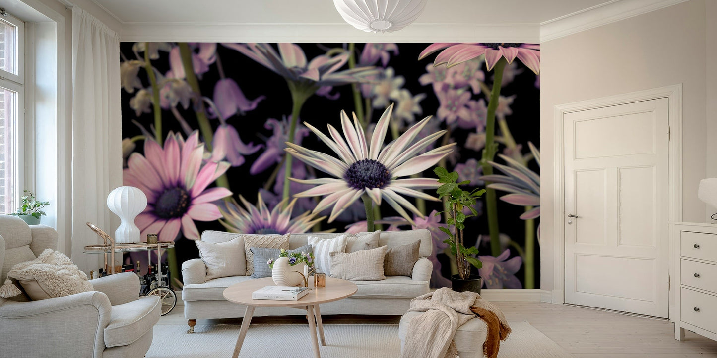 Wildflowers captured in this serene and colorful wall mural