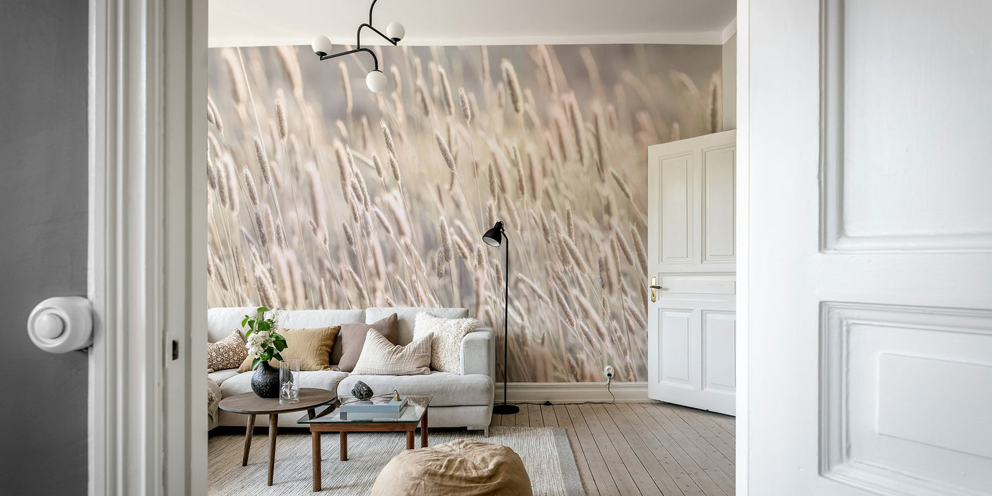 Nature-inspired wallpaper with meadow plants

