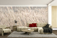 Soft green and beige grass wall mural

