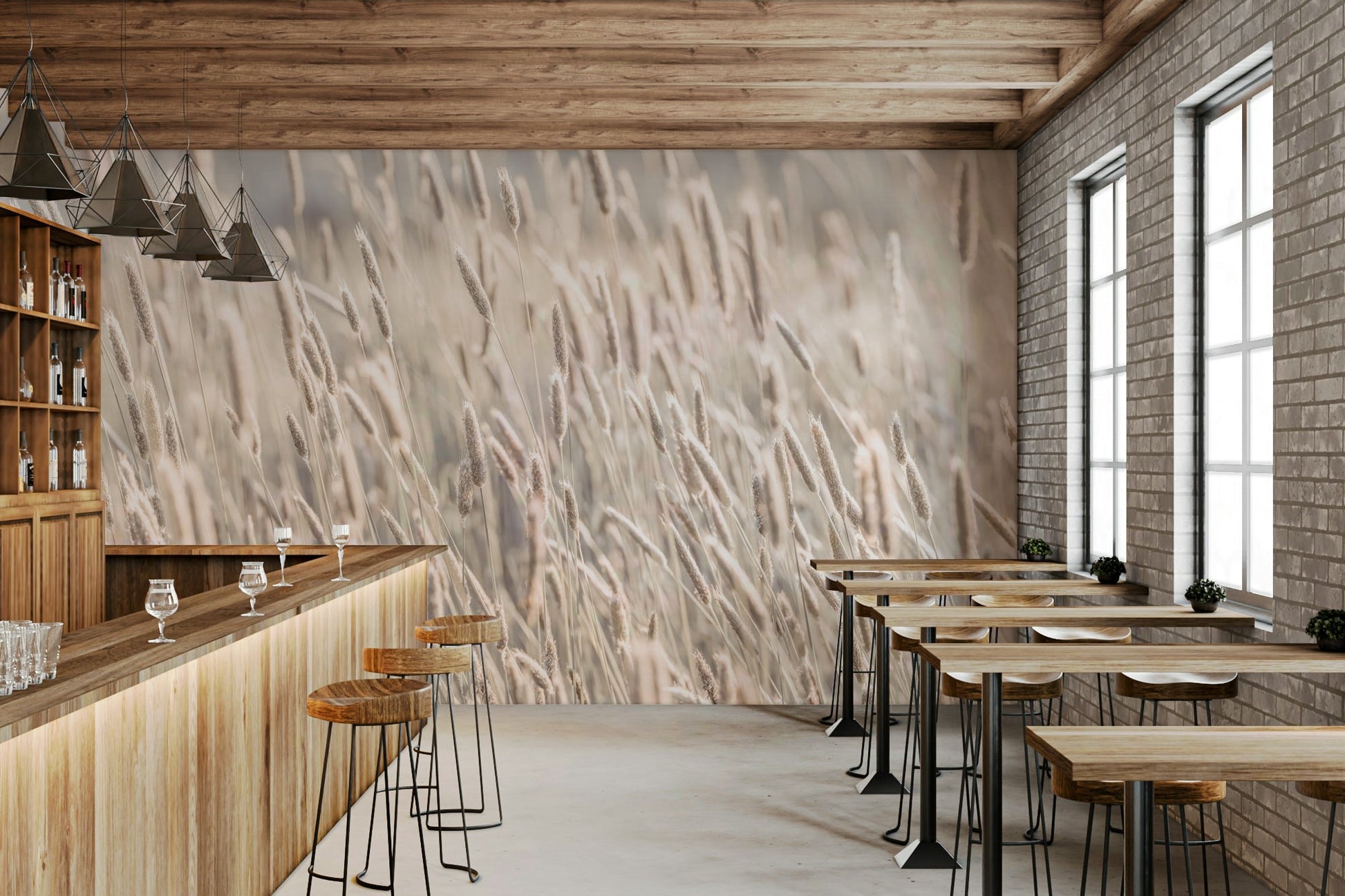 Field grass swaying mural design

