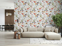 Charming butterfly Meadow Magic wallpaper, blooming plants.