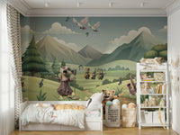 Wall decor showing a tranquil forest view

