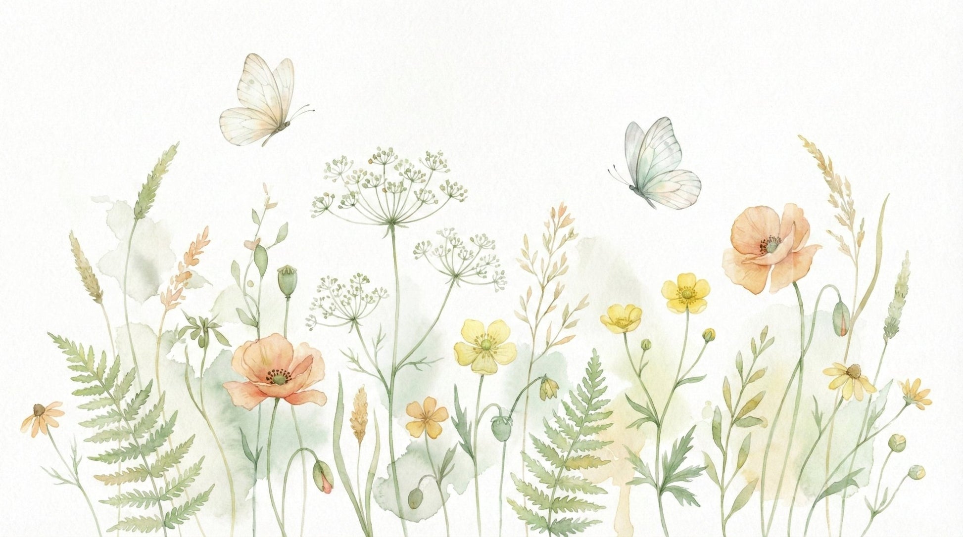 Pastel wildflower meadow wallpaper mural in a luxury suite
