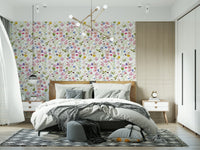 Butterfly and wildflower repeat pattern Meadow Whispers wall mural art.