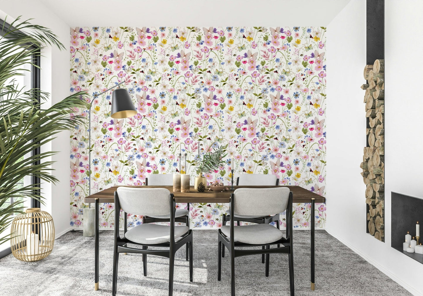 Dreamy watercolor butterfly print Meadow Whispers wall paper accent.