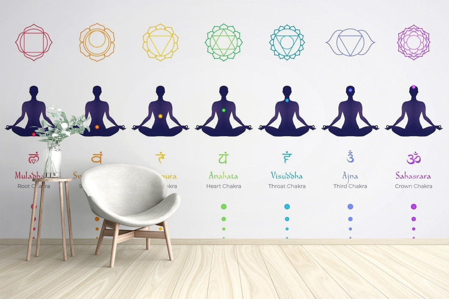 Meditation Body Chakras Wallpaper Mural - Giffywalls