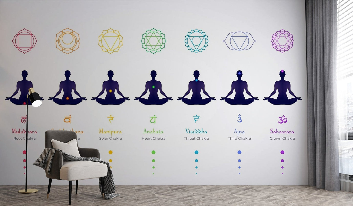 Meditation Body Chakras Wallpaper Mural - Giffywalls
