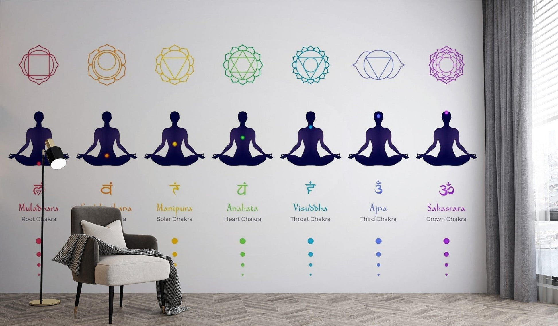Meditation Body Chakras Wallpaper Mural - Giffywalls