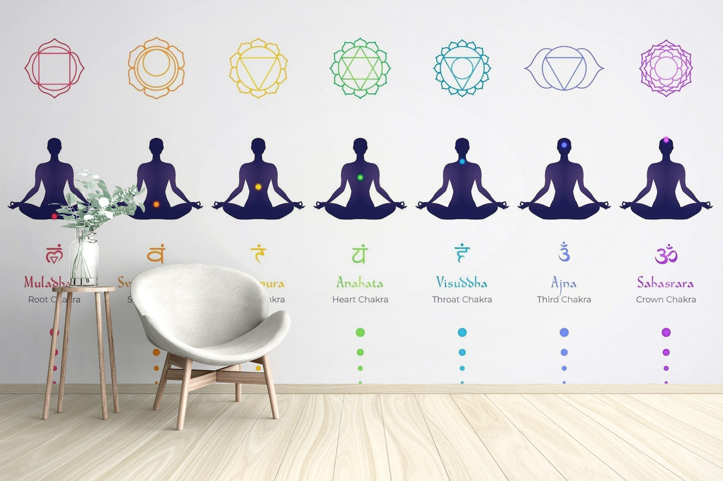 Meditation Body Chakras Wallpaper Mural - Giffywalls