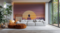Stylish meditation sun motif wallpaper for rooms