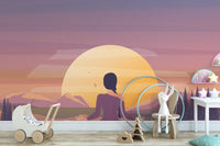 Peel and stick meditation sun motif mural