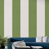 Bedroom decorated with Mediterranean stripe wallpaper

