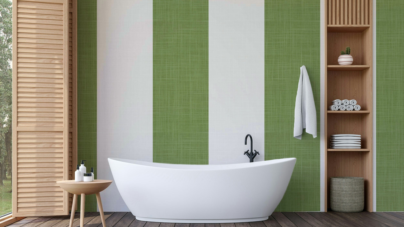 Mediterranean Coastal Stripes wallpaper on living room wall

