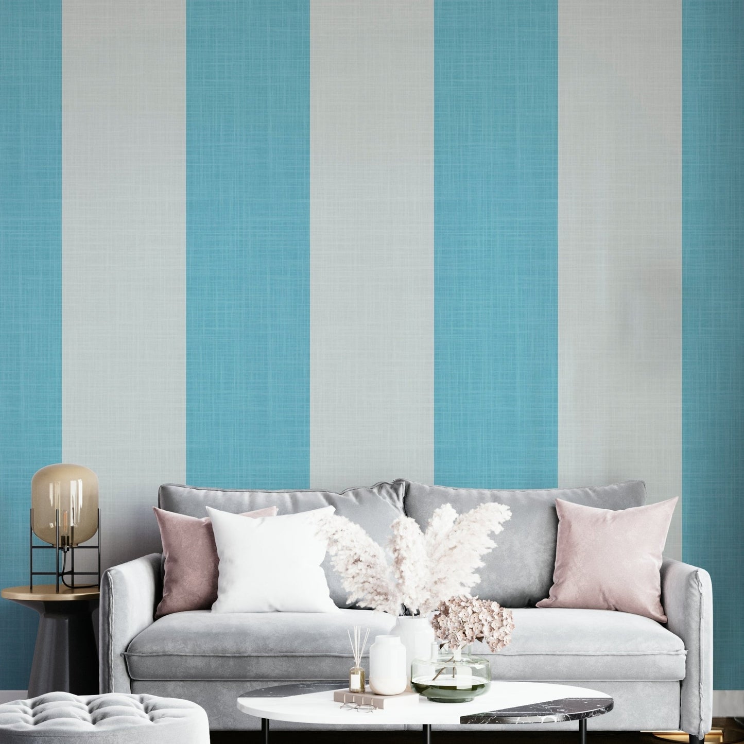 Turquoise and mint striped wallpaper for walls

