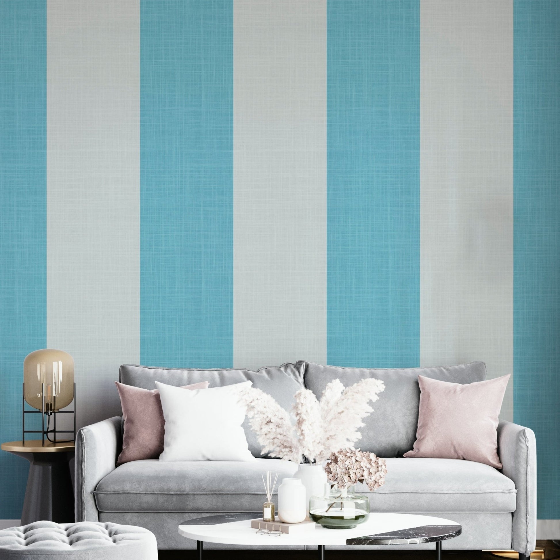 Turquoise and mint striped wallpaper for walls

