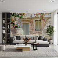 Living room with Mediterranean Doorway Charm Wall Mural and soft coastal light, GD8891