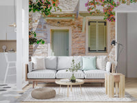 Living with Mediterranean Doorway Charm Wall Mural and a peaceful patio view, GD8891