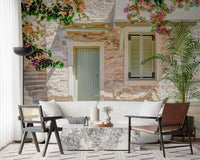 Living nook with Mediterranean Doorway Charm Wall Mural and rustic window charm, GD8891