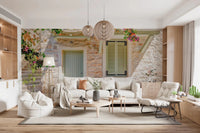 Hallway with Mediterranean Doorway Charm Wall Mural and gentle floral shadows, GD8891