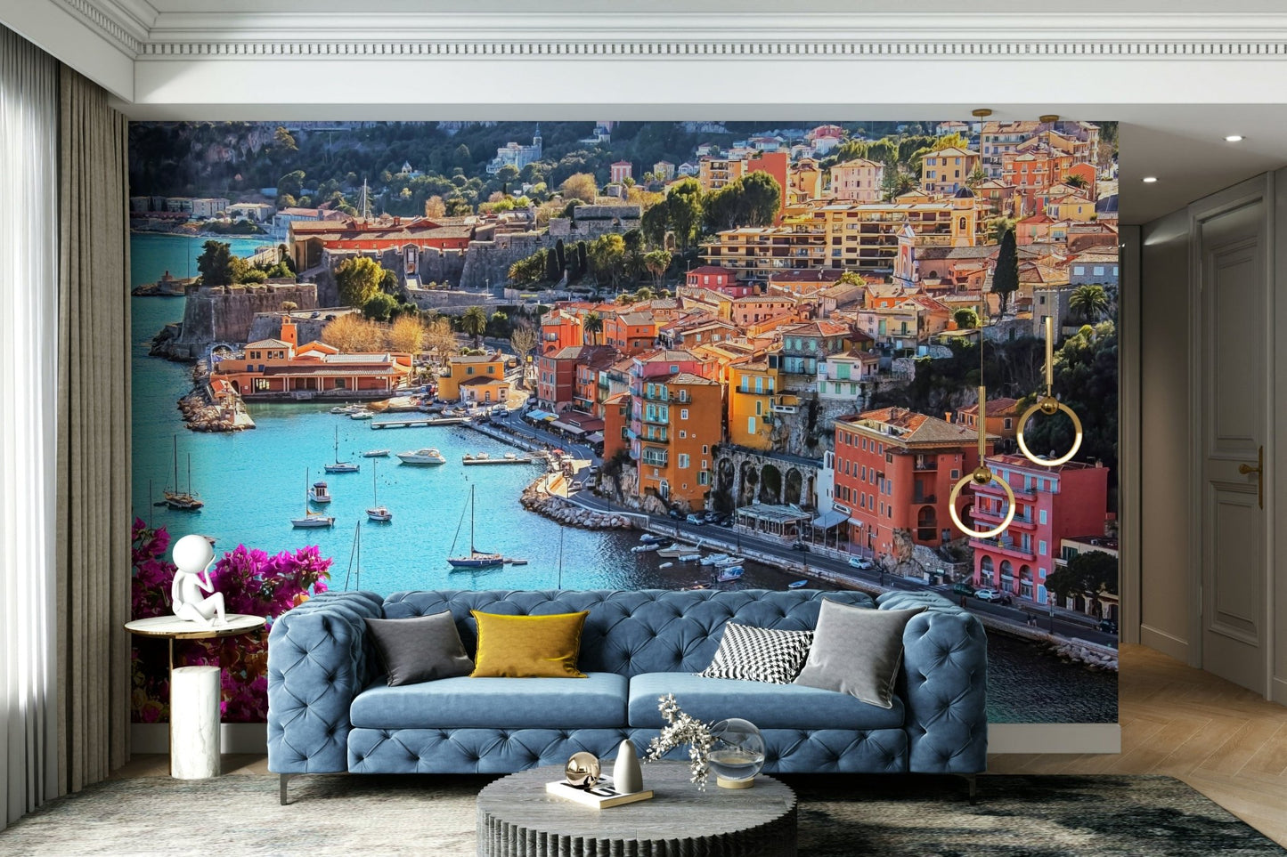 Scenic Seaside Village Wall Mural Decor GD178


