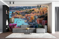 Colorful Harbor Town Living Room Mural GD178

