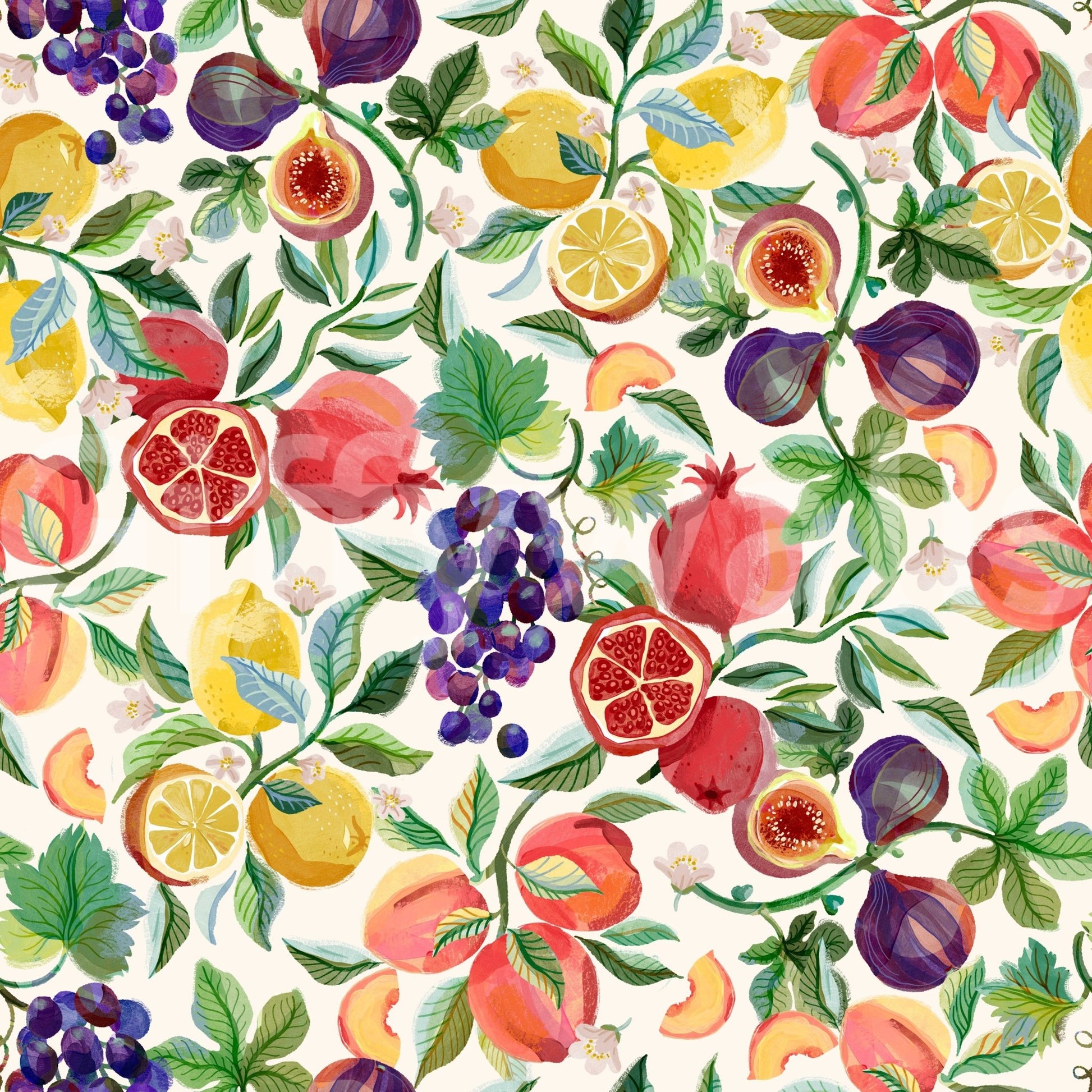 Fruit-themed wallpaper for walls detail

