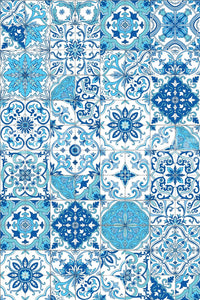 Mediterranean Hues Azulejo Tiles 2 wallpaper with symmetrical tile artwork