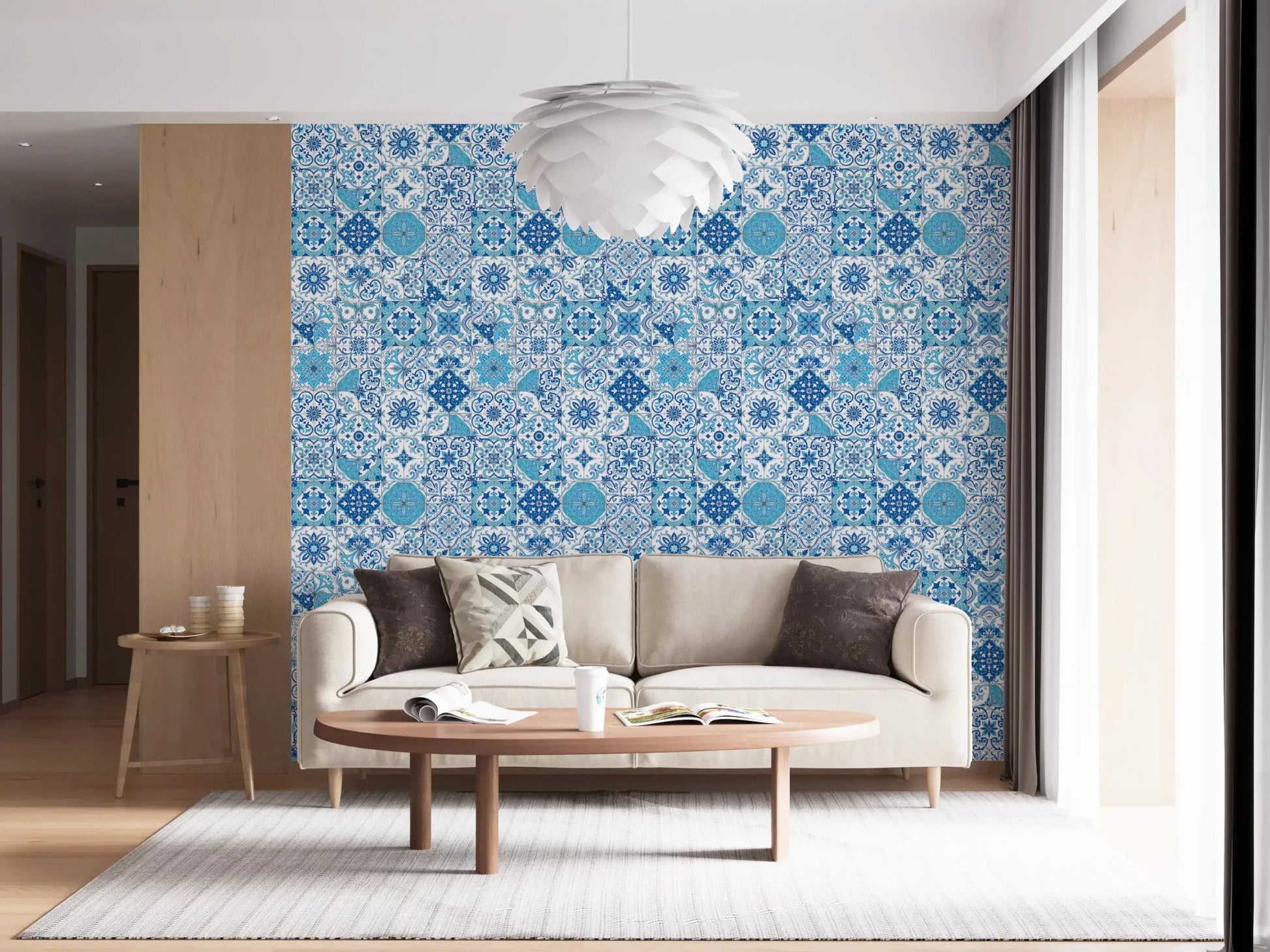 Azulejo Tiles 2 wallpaper featuring detailed floral and geometric tile patterns