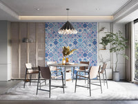 Vintage tile wallpaper showing Mediterranean Hues Azulejo Tiles artwork
