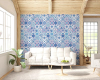 Mediterranean Hues Azulejo Tiles wallpaper with decorative mosaic layout