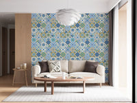Hallway design featuring intricate Mediterranean Hues Azulejo wallpaper tile layout, GD9236
