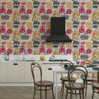 Kitchen wall mural with Mediterranean food theme

