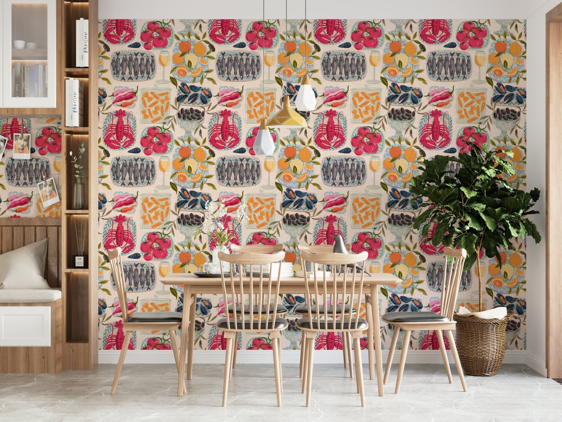 Close-up of food illustrations wallpaper for walls

