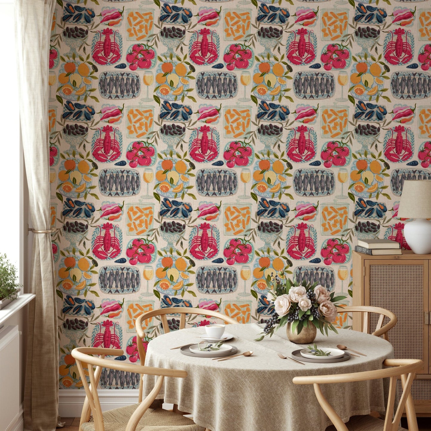 Mediterranean Mise en Place Food Wallpaper full view

