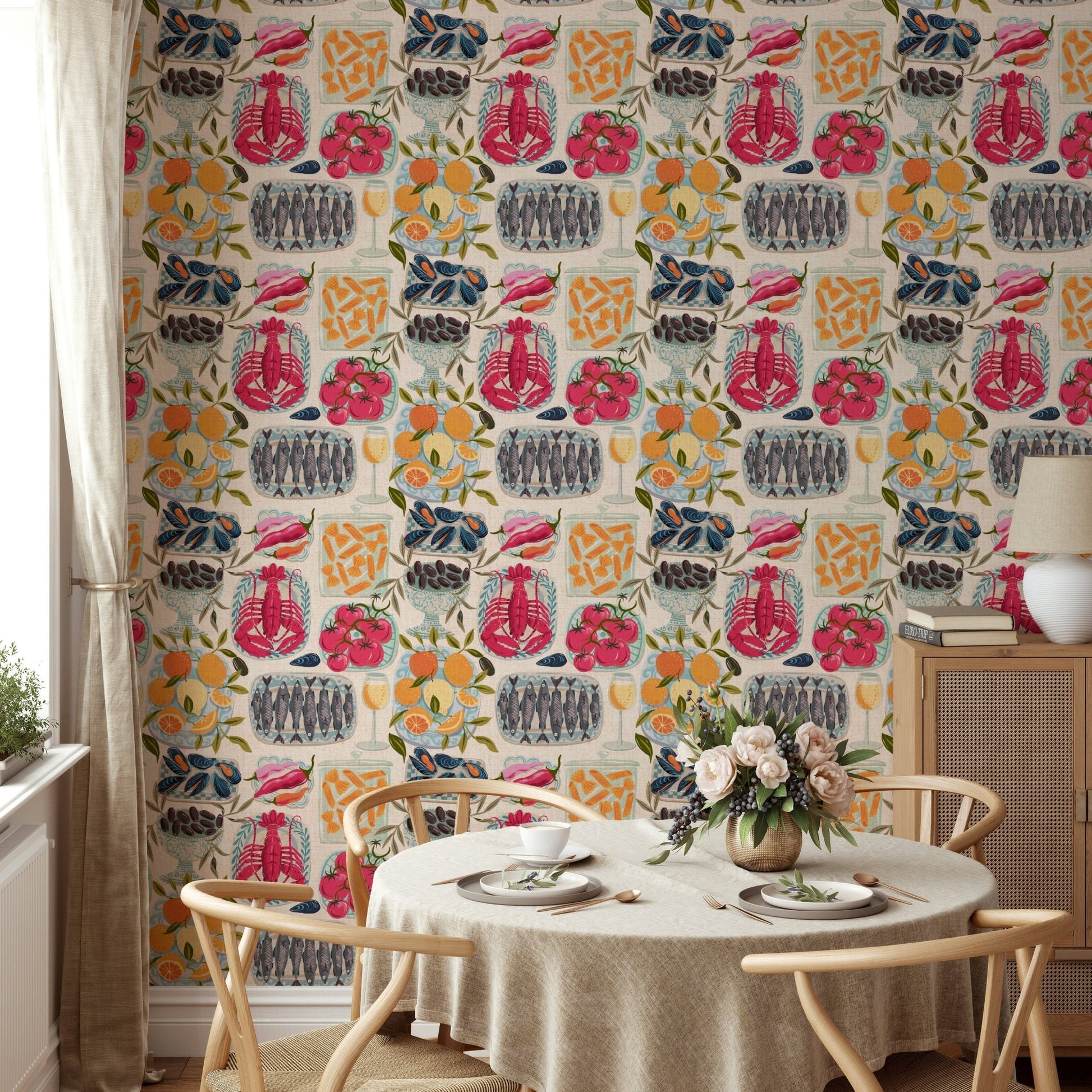 Mediterranean Mise en Place Food Wallpaper full view

