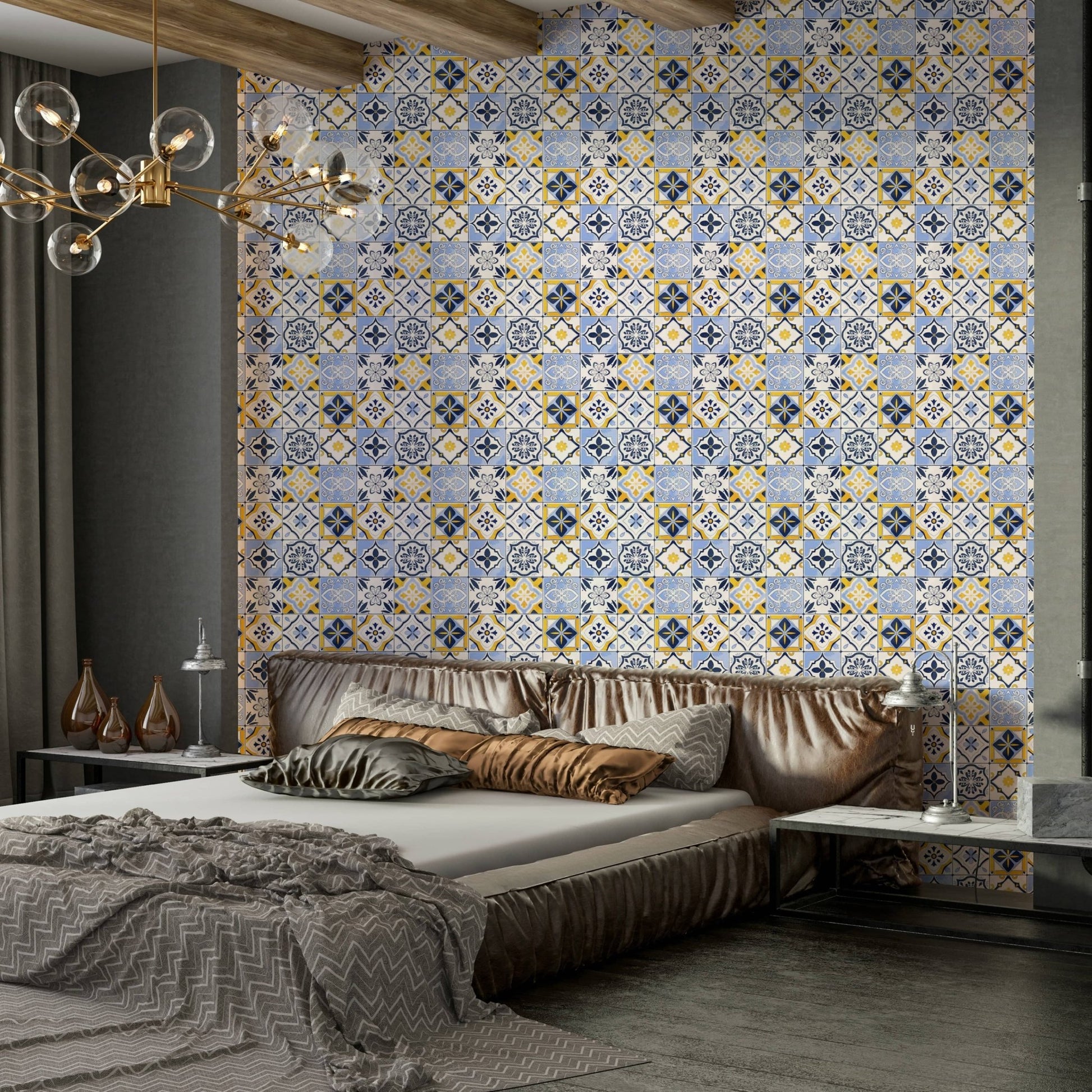 Coastal Mediterranean style tiles wallpaper


