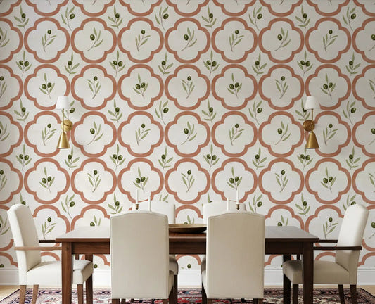 Dining room featuring Mediterranean Olives wallpaperGD9140