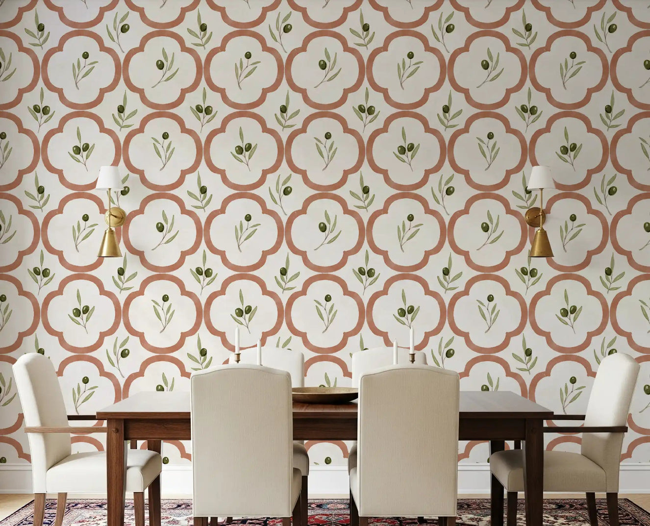 Dining room featuring Mediterranean Olives wallpaperGD9140