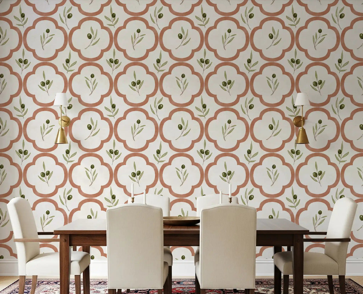 Dining room featuring Mediterranean Olives wallpaperGD9140