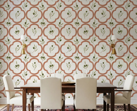 Dining room featuring Mediterranean Olives wallpaperGD9140