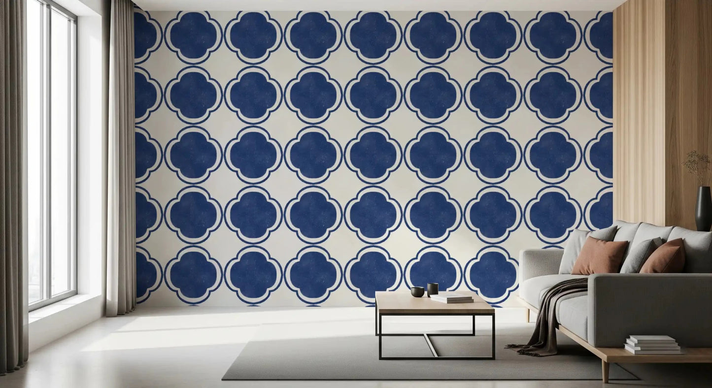 Mediterranean Quatrefoil Decor - Blue Wallpaper⁠GD9145