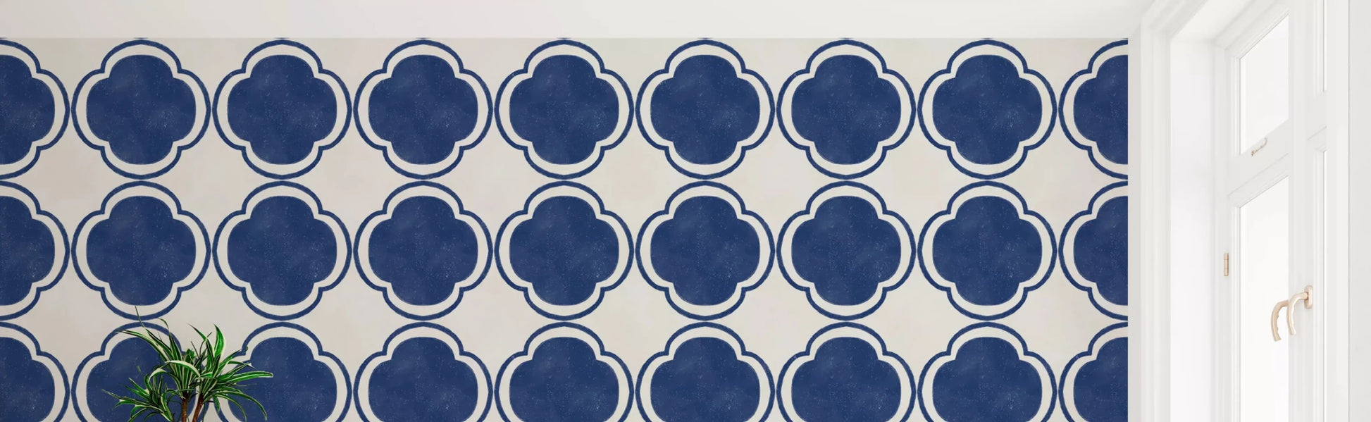 Mediterranean Quatrefoil Decor - Blue Wallpaper⁠GD9145