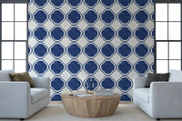 Mediterranean Quatrefoil Decor - Blue Wallpaper⁠GD9145