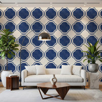 Mediterranean Quatrefoil Decor - Blue Wallpaper⁠GD9145