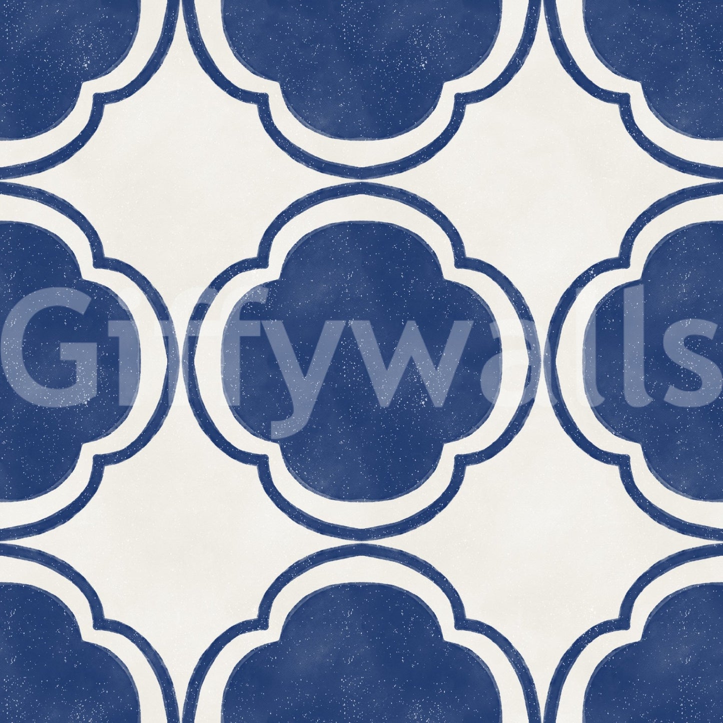 Mediterranean Quatrefoil Decor - Blue Wallpaper⁠GD9145