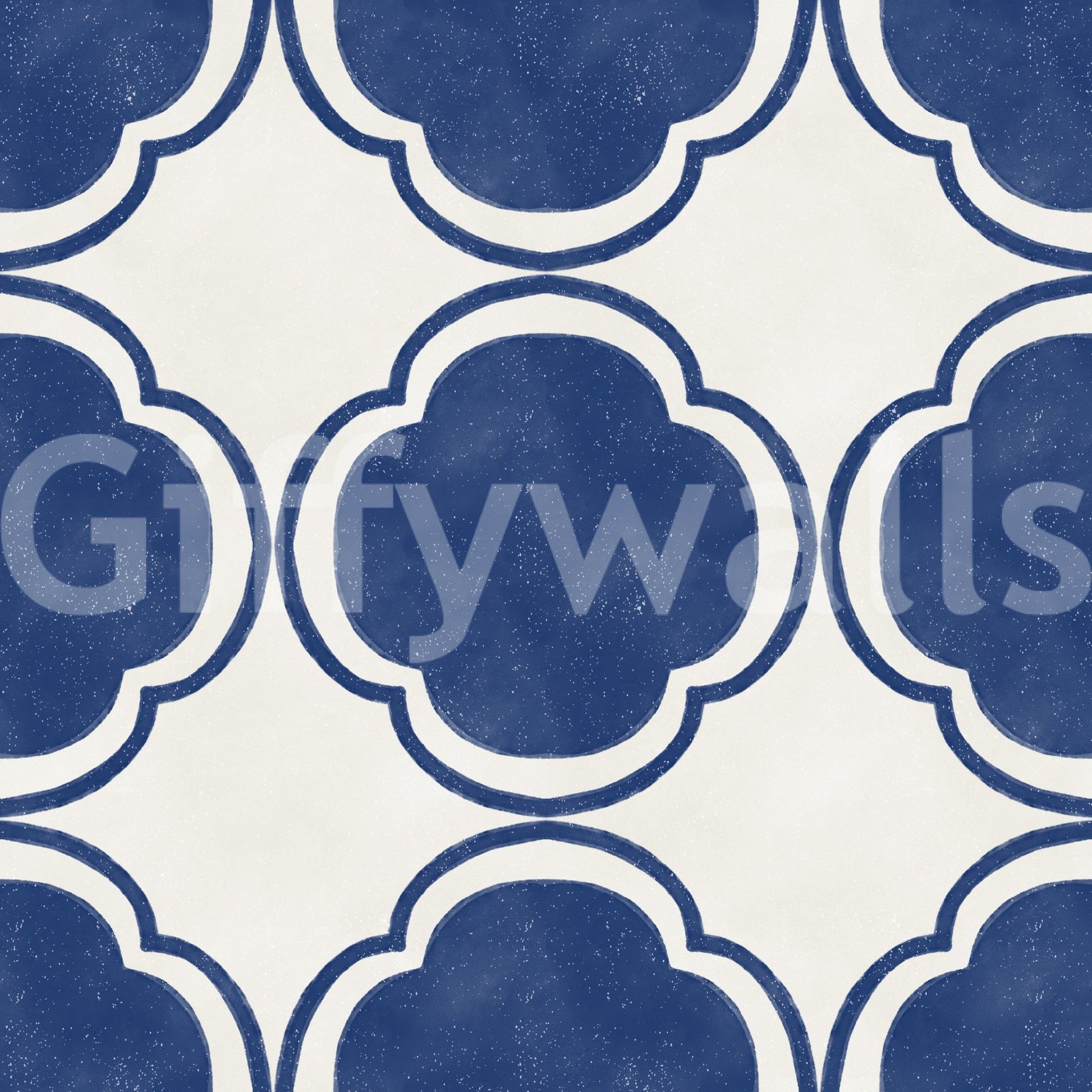Mediterranean Quatrefoil Decor - Blue Wallpaper⁠GD9145