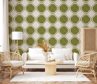 Mediterranean Quatrefoil Decor - Green Wallpaper⁠GD9144