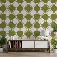 Mediterranean Quatrefoil Decor - Green Wallpaper⁠GD9144