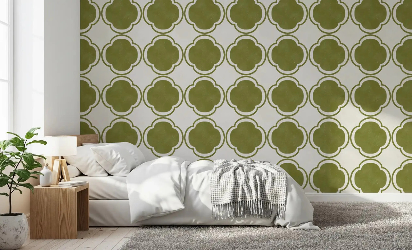 Mediterranean Quatrefoil Decor - Green Wallpaper⁠GD9144