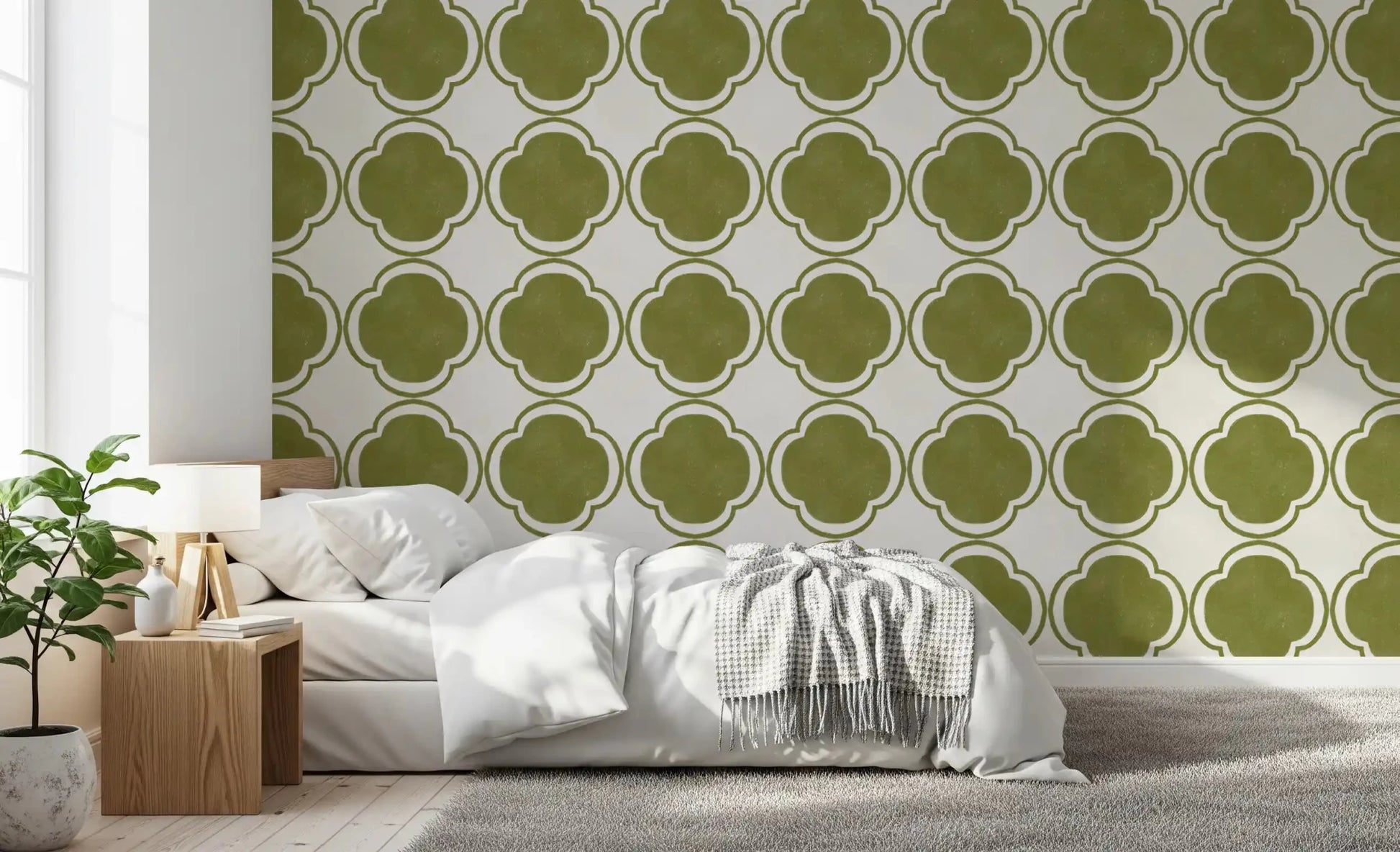 Mediterranean Quatrefoil Decor - Green Wallpaper⁠GD9144